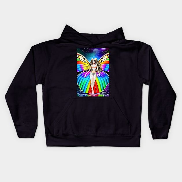 Elf with butterfly wings Kids Hoodie by FineArtworld7